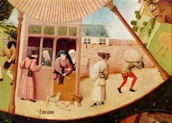 Závist, detail z Desky sedmi smrtelných hříchů a čtyř posledních věcí, kolem roku 1480